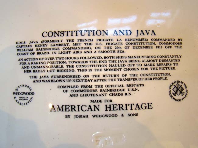 A fine Wedgewood platter commemorating the War of 1812 Naval Battle between the U S S Constitution and the H M S Java — image 2